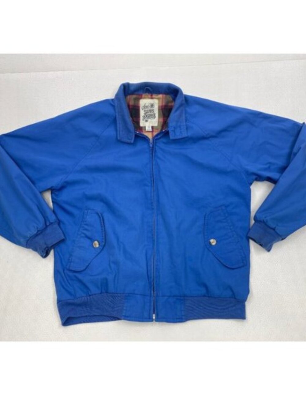 Vintage 80s Sears Blue Harrington Cotton Distressed Bomber Mod Jacket Men's M
